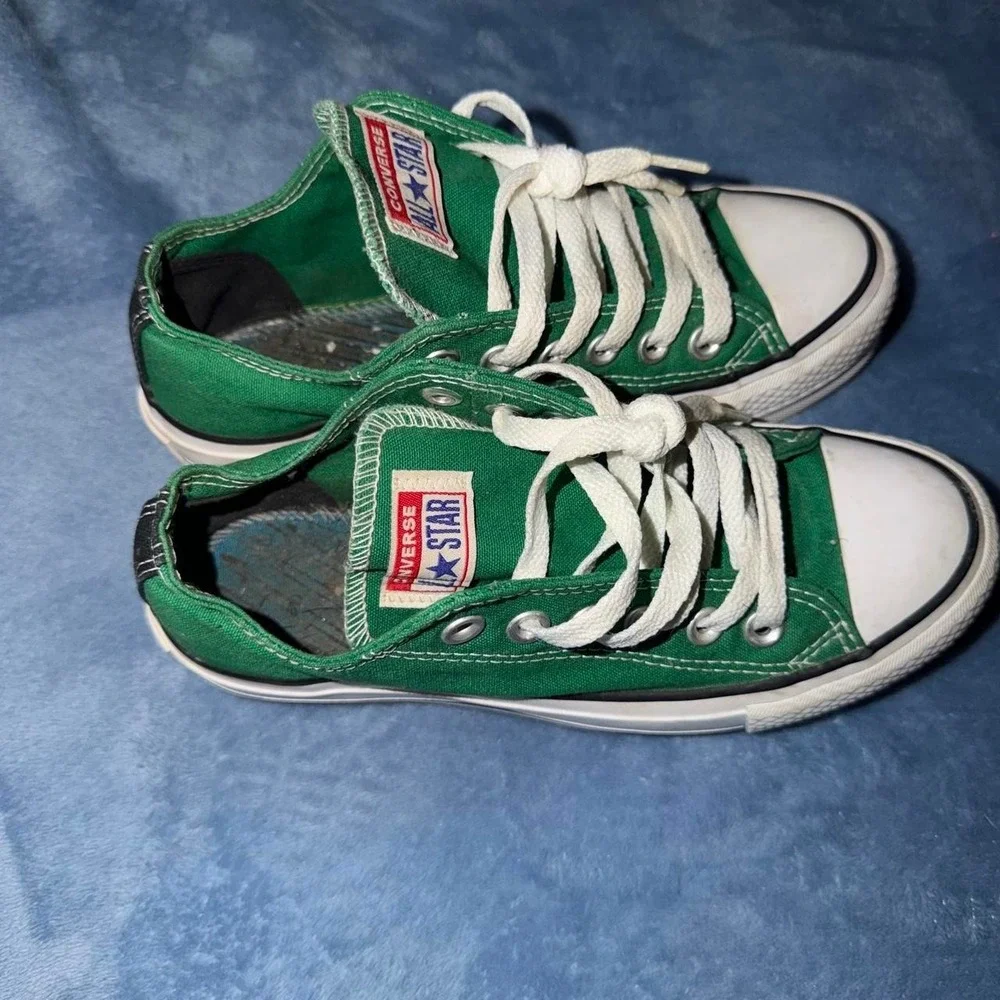 Green Converse All Star sneakers women size 5 with black stripes